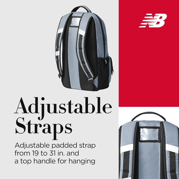 NEW New Balance Backpack Gray/Gunmetal LAB13506-020 Unisex Laptop Bag - Picture 6 of 9